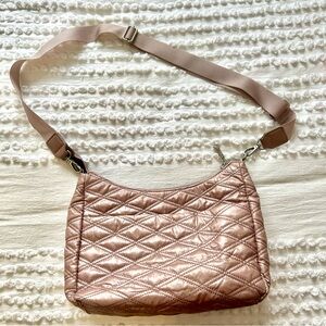 Baggallini Quilted Crossbody Bag in Blush Pink